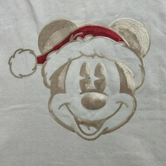 Disney Sweatshirt Adult Small Santa Mickey Mouse Sequin Christmas Spirit Jersey - Picture 5 of 11